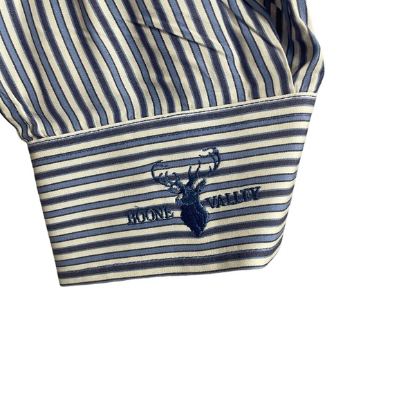 Bobby Jones 15.5 - 16 Medium Button Up Blue Stripe 100% Cotton Boone Valley - Picture 8 of 8